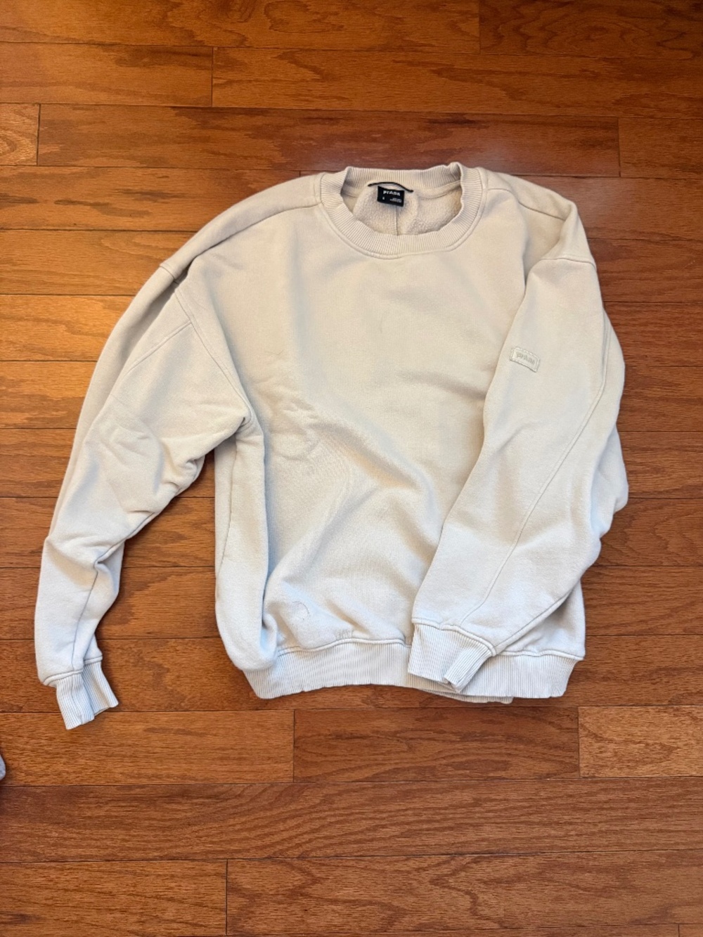 Tan Prana Crew-Neck Sweatshirt